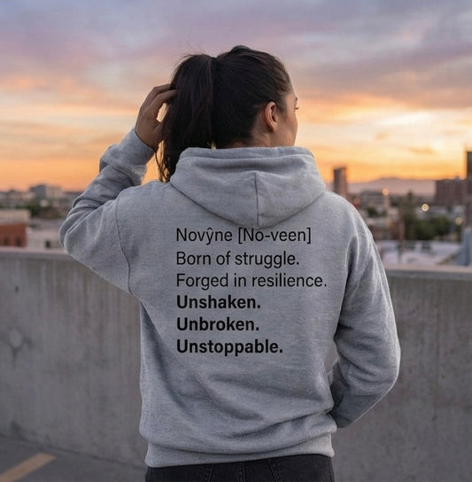 Novýne “Unshaken. Unbroken. Unstoppable.” Embroidered Hoodie