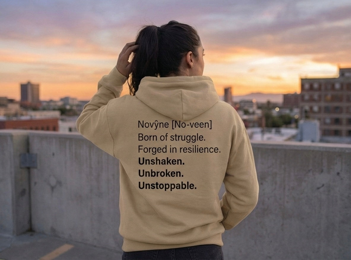 NOVYNE “Unshaken. Unbroken. Unstoppable.” Embroidered Hoodie