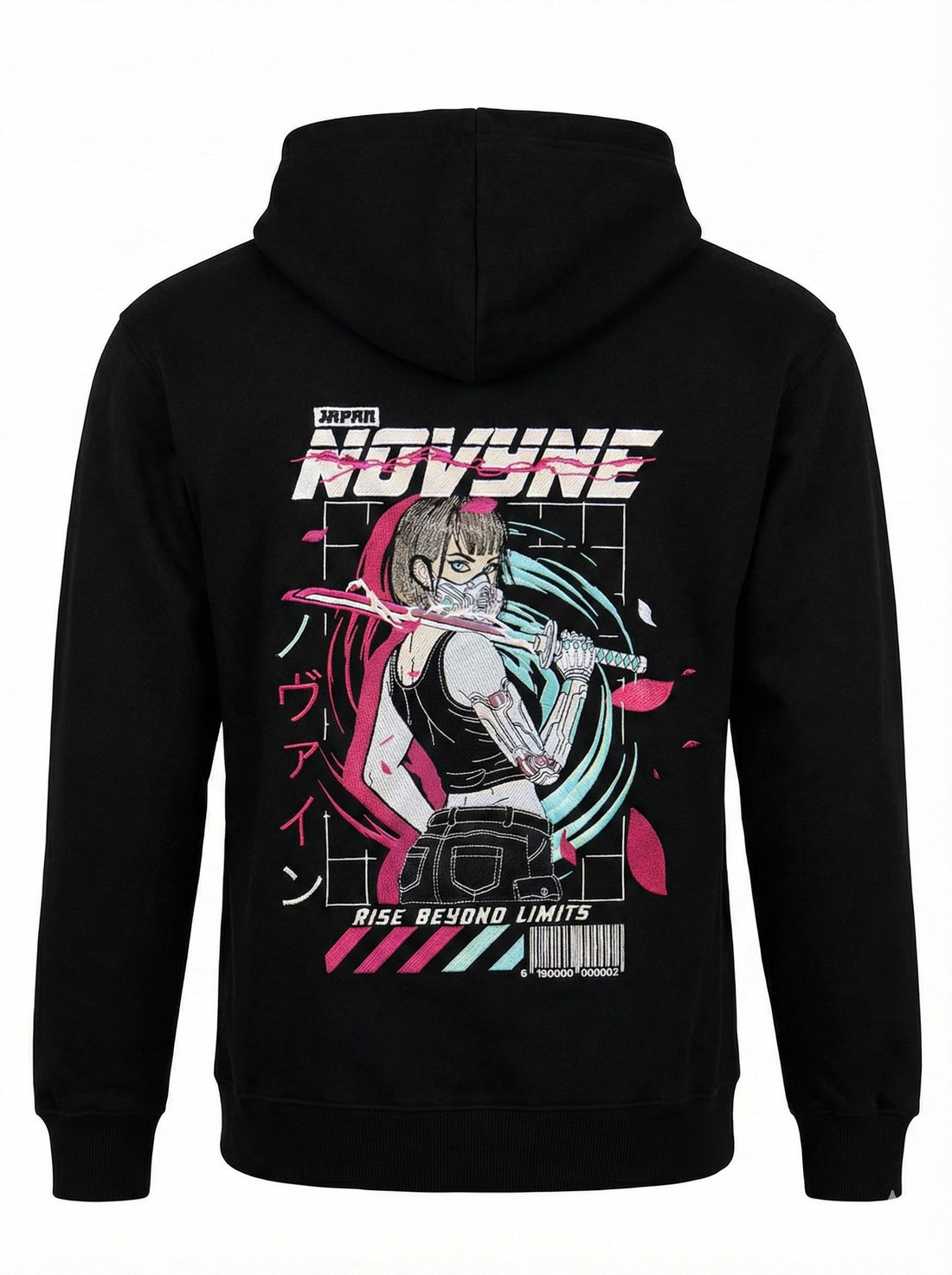 NOVYNE "Rise Beyond Limits" Oversize Neon Cyberpunk Embroidery Hoodie