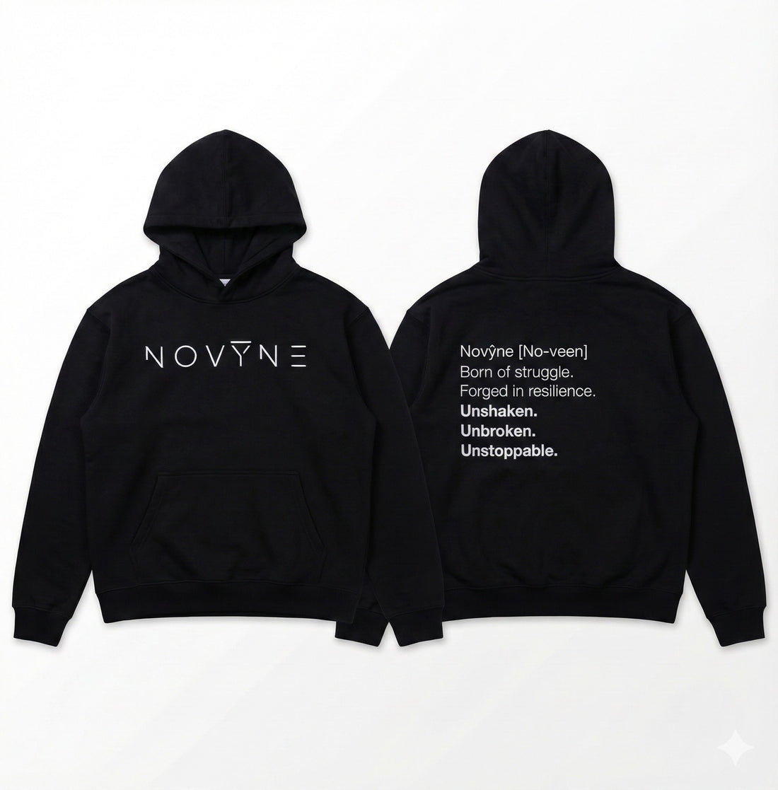 NOVYNE “Unshaken. Unbroken. Unstoppable.” Embroidered Hoodie