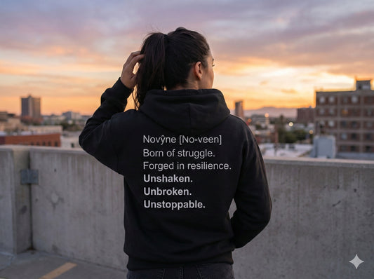 Novýne “Unshaken. Unbroken. Unstoppable.” Embroidered Hoodie